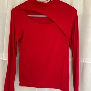 Red high neck long sleeve with chest cut out